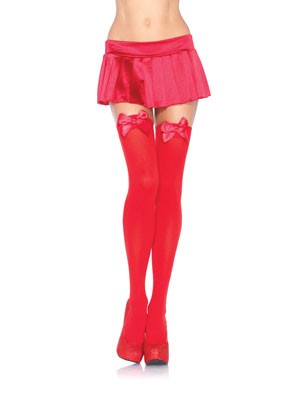 Thigh Highs - Red with Red Bow