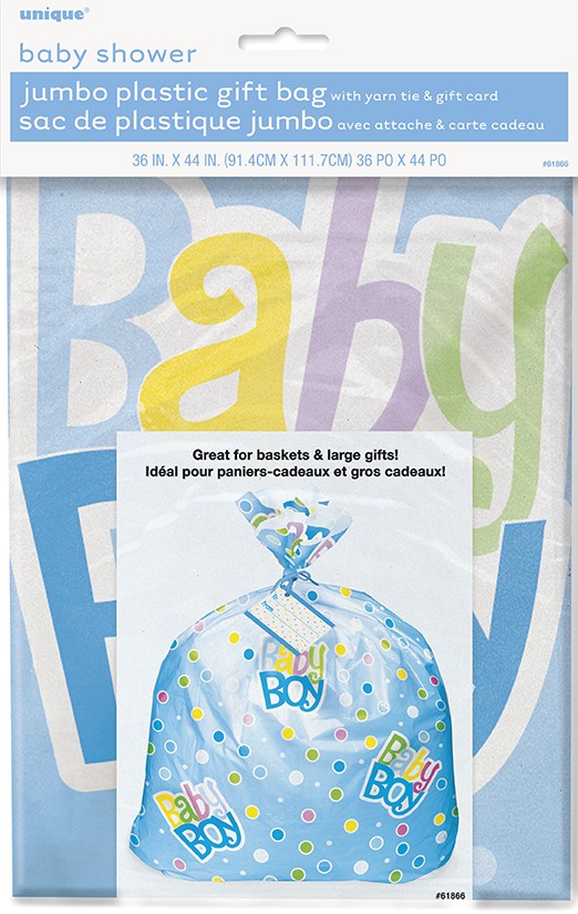 BABY SHOWER JUMBO PLASTIC GIFT BAG - BLUE
36 X 44 INCHES