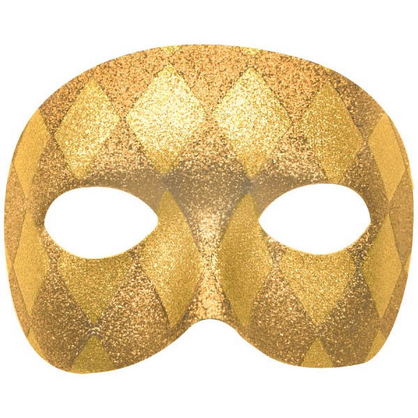 Harlequin Domino Mask Gold and Orange
