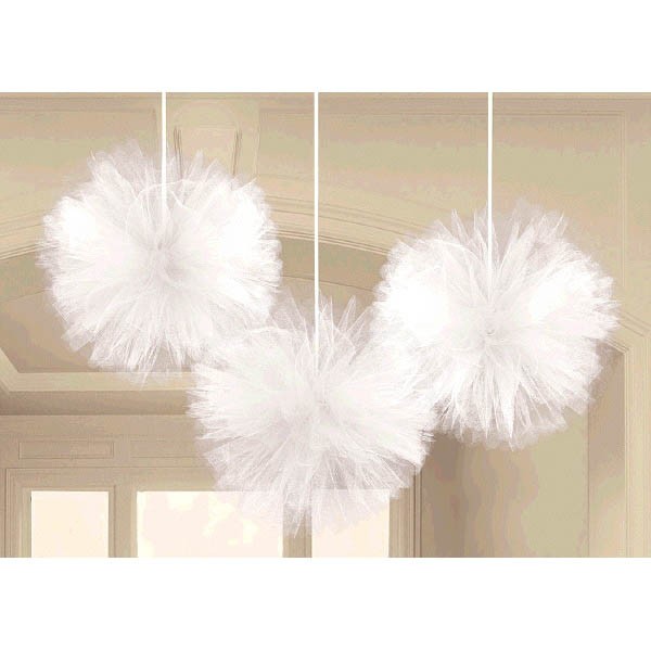 Tulle Fluffy Decorations - 3 PCS 12 Inch - White