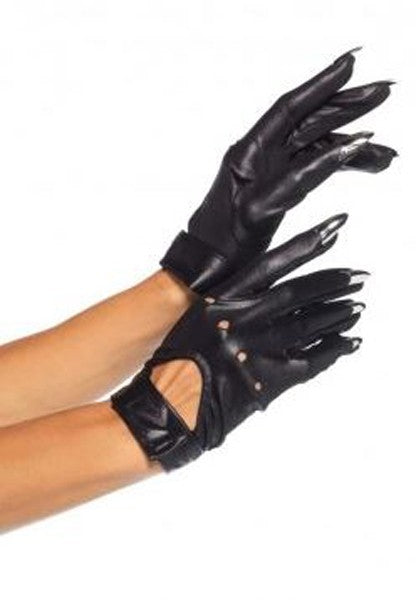 CLAW MOTORCYCLE GLOVES WITH SILVER CLAWS