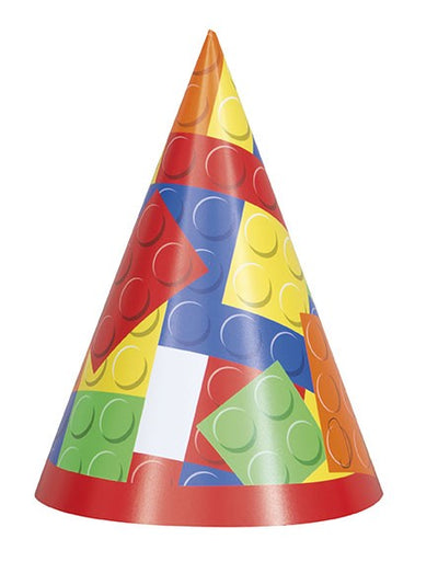 Building Blocks Birthday- Party Hats- 8 Pieces