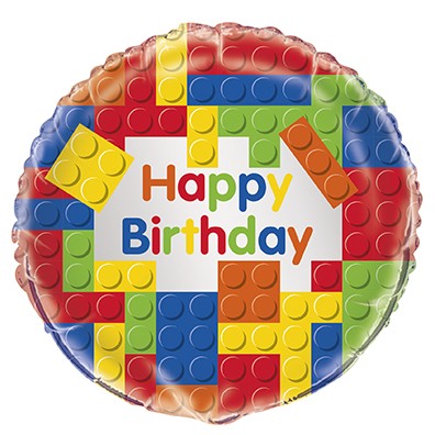 Building Blocks Birthday- 18" Mylar Balloon