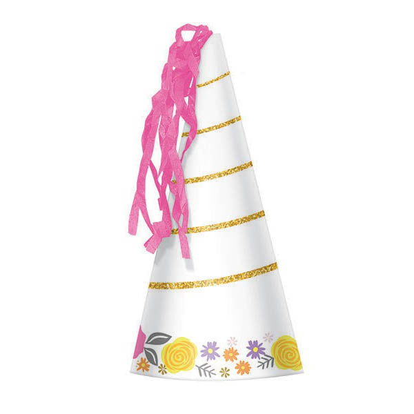 Magical Unicorn- Horn Party Hats- 8 Pieces
