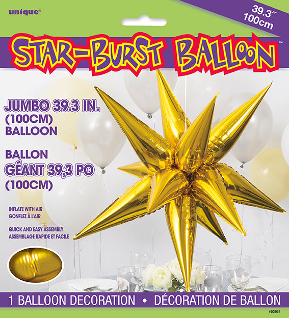 39" Star-Burst Balloon - Gold