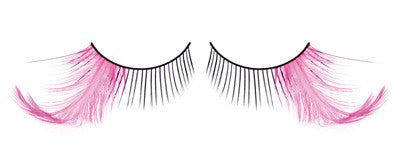 BLACK SPIKED EYELASHES WITH PINK FEATHER TIPS