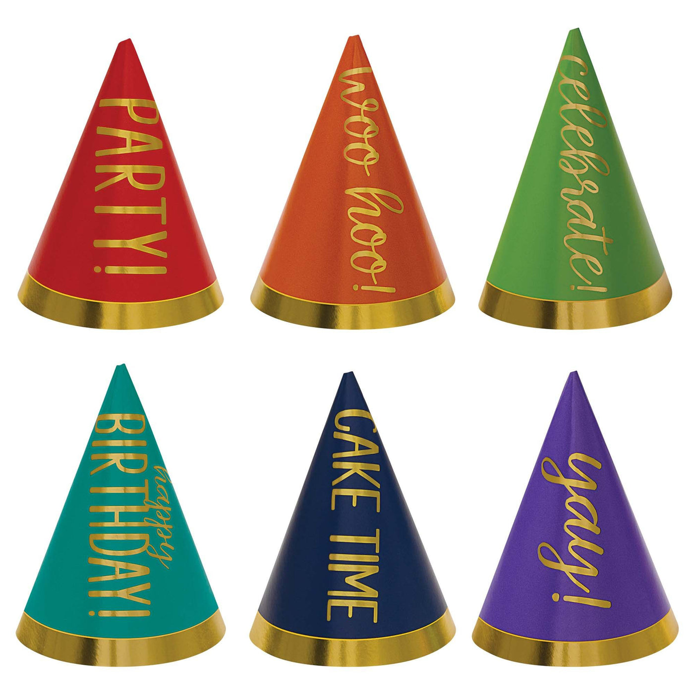 Mini Foil Birthday Cone Hats