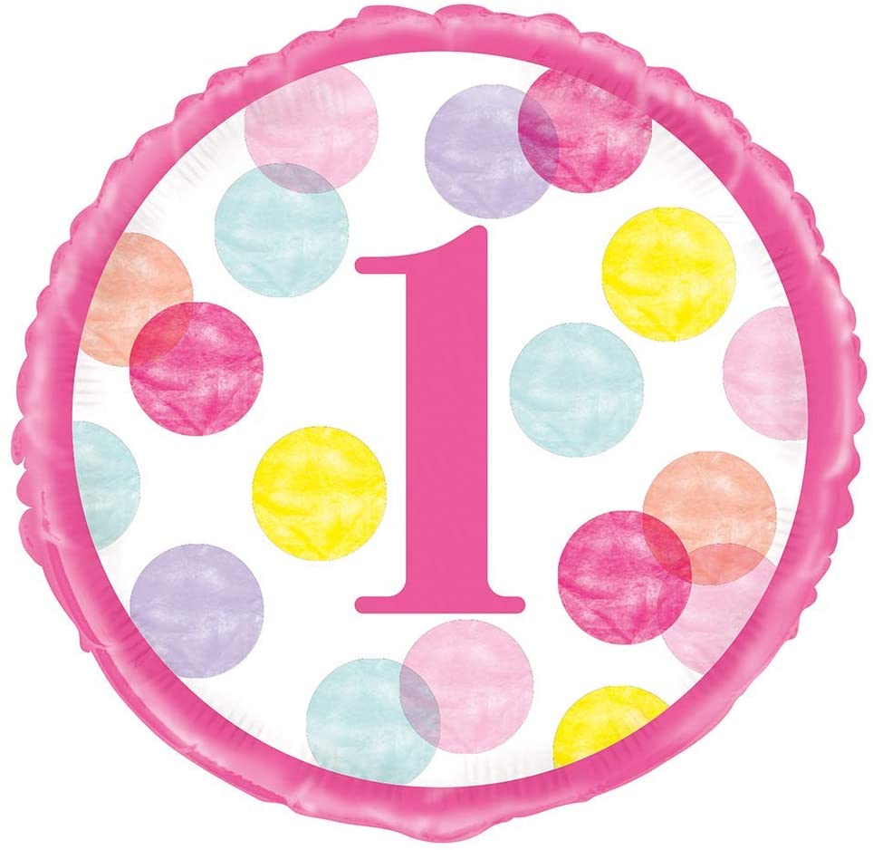 Pink Dots 1st Birthday 18" Helium Balloon