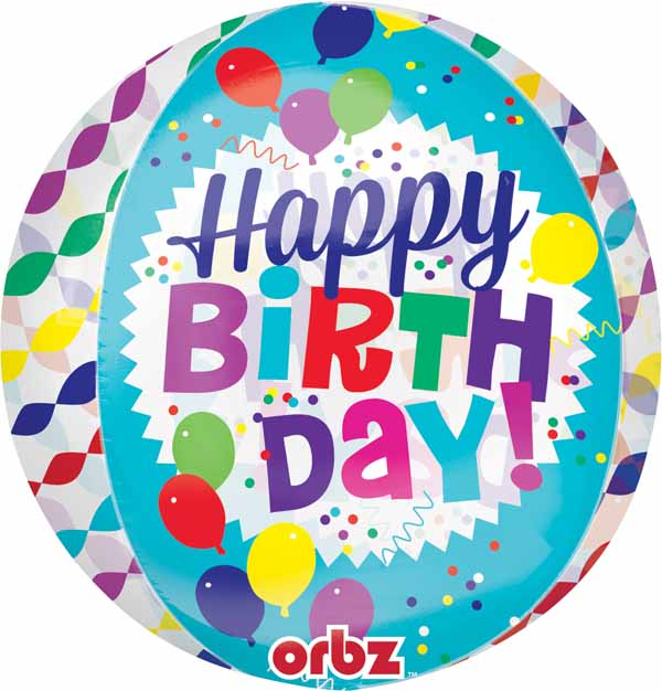 Happy Birthday Streamer Burst 15" Orbz Helium Balloon