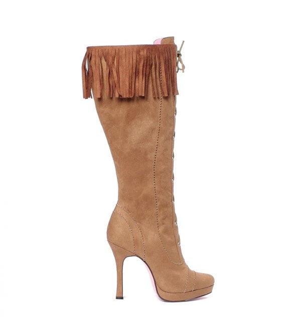 CHEYENNE BROWN SUEDE KNEE HIGH BOOTS - SIZE 10