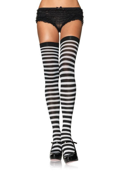 STRIPED THIGH HIGHS WHITE AND BLACK