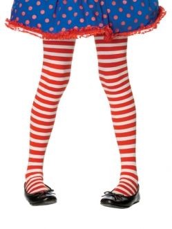 CHILD STRIPED TIGHTS 4-6 WHITE AND RED - MEDIUM
