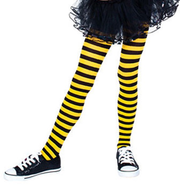 CHILD STRIPED TIGHTS BLACK-YELLOW - LARGE 7-10