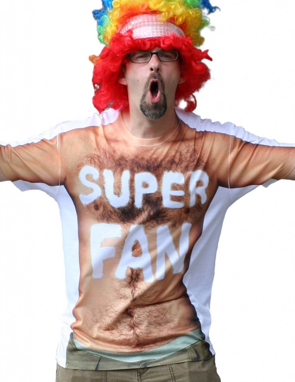 MENS FAUX REAL T-SHIRT - "SUPER FAN" - LARGE