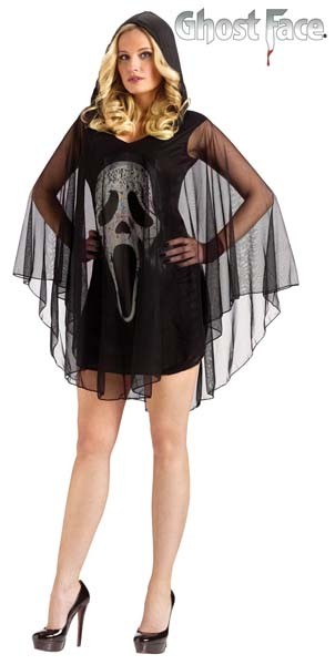 GHOST FACE DRESS PONCHO -LADIES MED-LRG