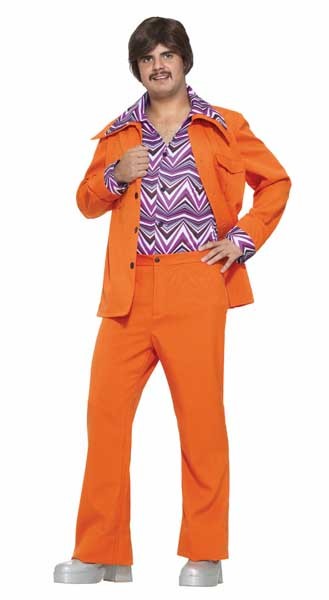 70s ORANGE LEISURE SUIT FITS UP TO CHEST SIZE 42