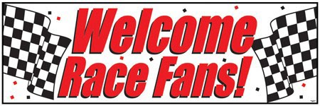 CHECKERED PARTY BANNER - "WELCOME RACE FANS"