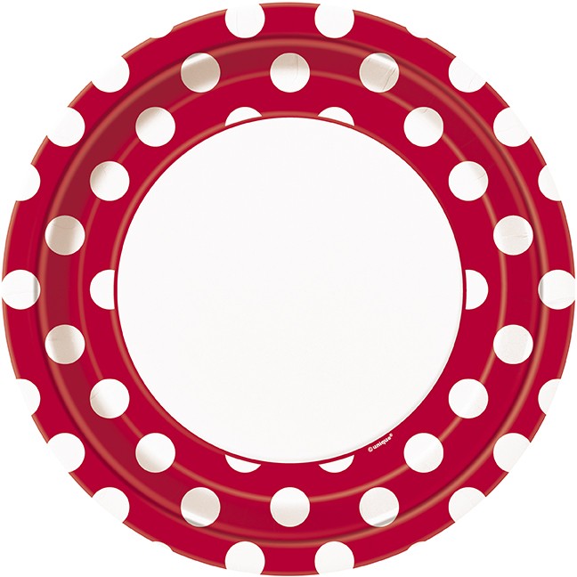 RUBY RED DOT 9" PAPER PLATES