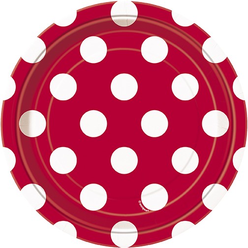 RUBY RED DOT 7" PAPER PLATES
