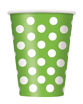 LIME GREEN DOT 12OZ HOT-COLD PAPER CUPS