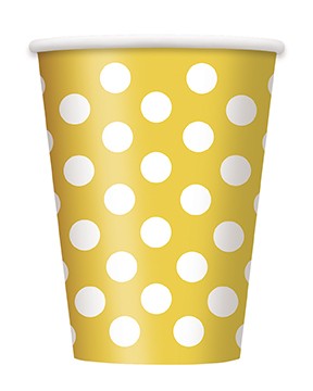 SUNFLOWER YELLOW DOT 12OZ HOT-COLD PAPER CUPS